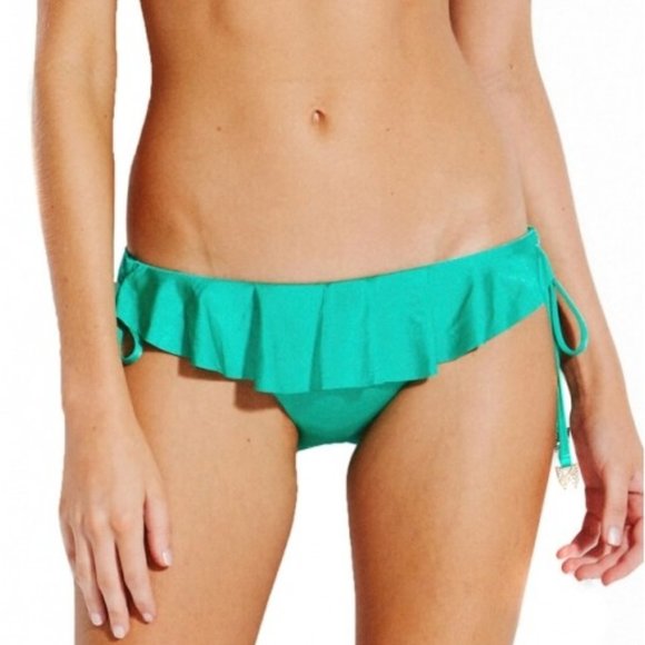NWT Seafolly X Revolve Shine On Loop Tie Side Hipster in Evergreen - Picture 1 of 10
